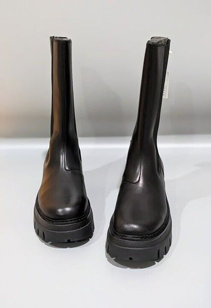 Ash Lennox Women's Black Leather Mid-Calf Boots Size 35 MSRP $305