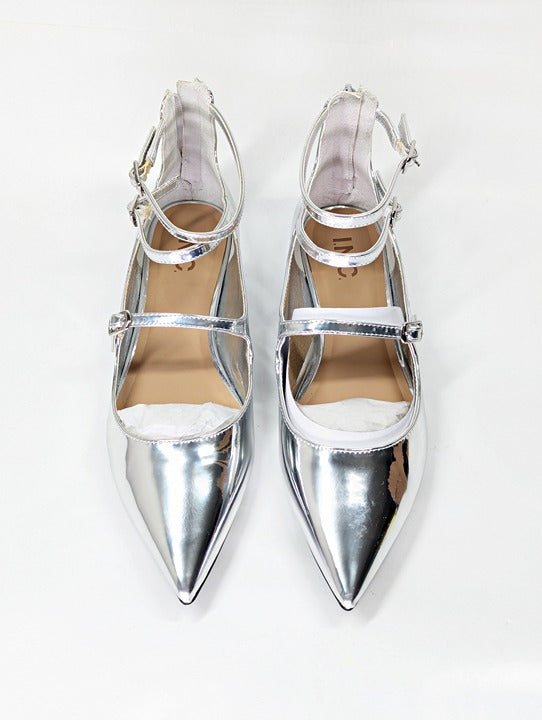 I.N.C. International Concepts Valan Silver Triple Straps Flats Size 7 MSRP $80
