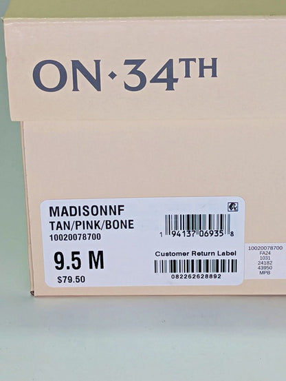 On 34th Women's Madisonn Colorblock Sneakers Tan/Pink/Bone Size 9.5 (MSRP $80)