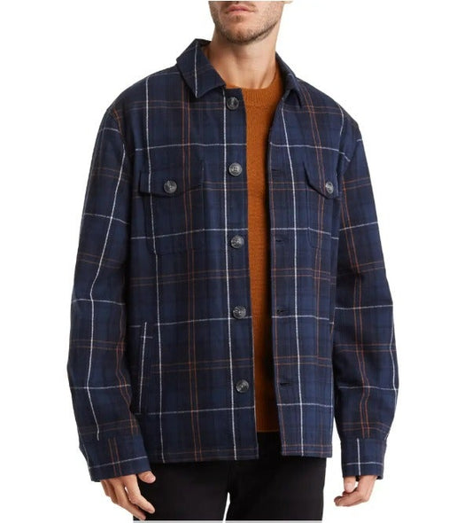 Slate & Stone Men's Blue Plaid Flannel Shirt Jacket Size M (MSRP $398)