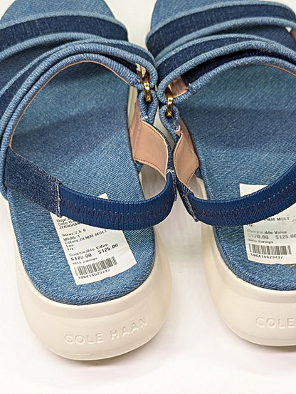 Cole Haan Meritt Women's Zerogrand Denim Platform Sandals Size 7.5 (MSRP $175)