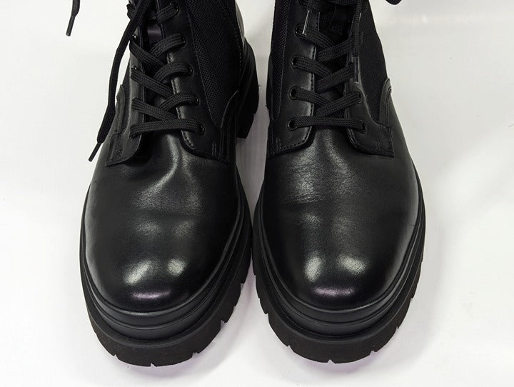 Vince Men's Raider Lace Up Boots in Black Leather Size 11.5 (MSRP $395)