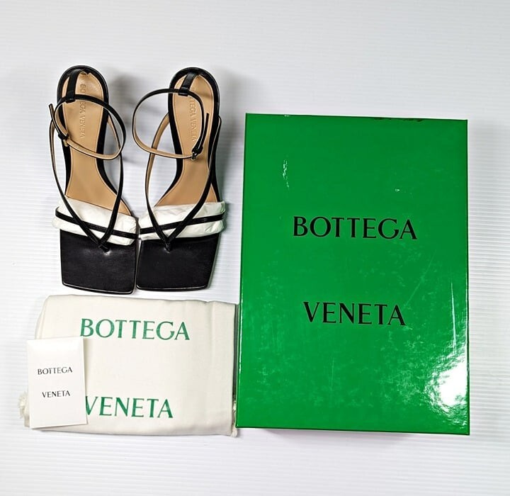 Bottega Veneta Women's Black Stretch Strappy Wedge Sandals Size 39 (MSRP $1,100)