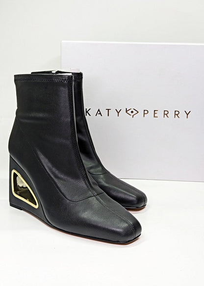 Katy Perry Women's The Hollow Wedge Black Booties Size 10 (MSRP $149)