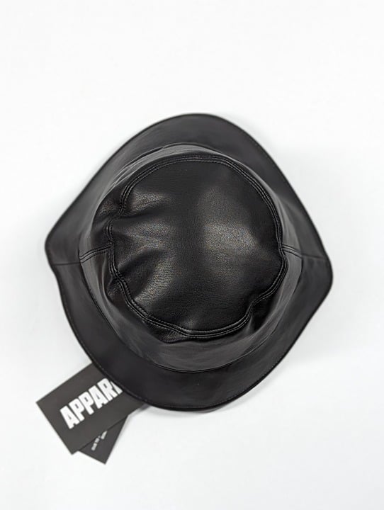 Apparis Women's Amara Black Vegan Leather Bucket Hat One Size (MSRP $78)