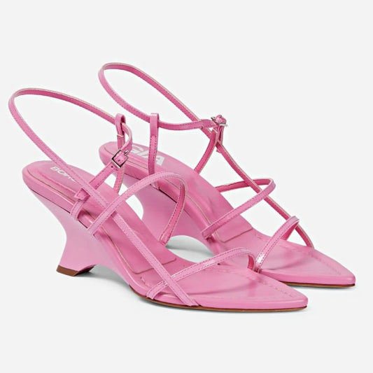 Gia Borghini Women's Gia 26 Strappy Wedge Sandals Pink Size 39 IT (MSRP $510)