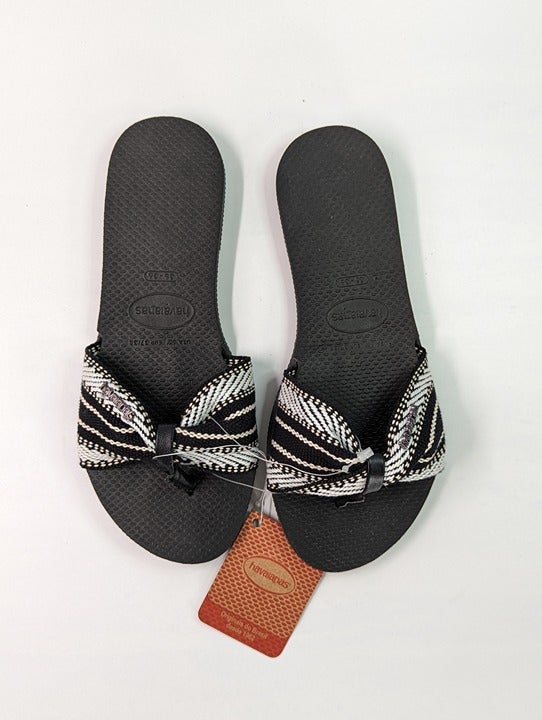 Havaianas Women's You St. Tropez Lush Sandals Black Size 6 W (MSRP $40)