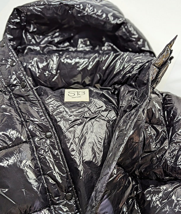 S13 Women's Lexie Black Hooded Water-Resistant Puffer Coat Size S (MSRP $300)