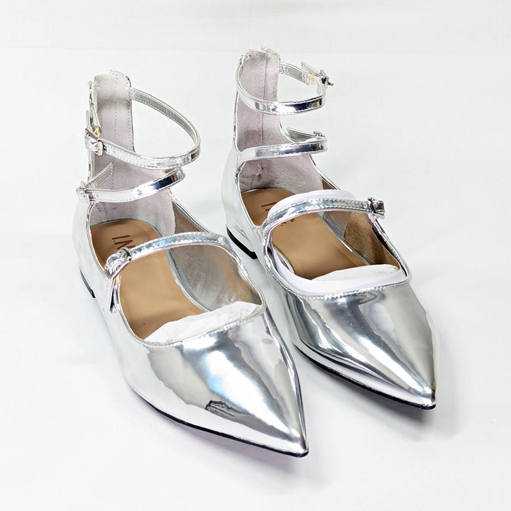 I.N.C. International Concepts Valan Silver Triple Straps Flats Size 9 MSRP $80