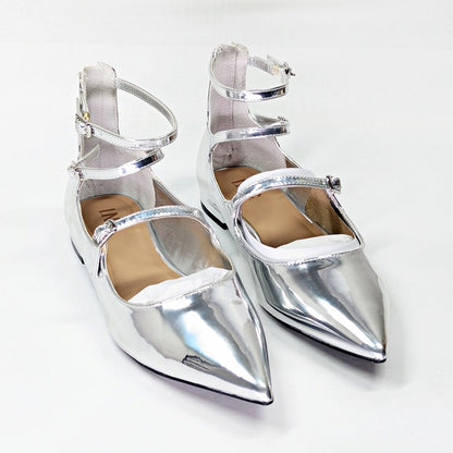 I.N.C. International Concepts Valan Silver Triple Straps Flats Size 9 MSRP $80
