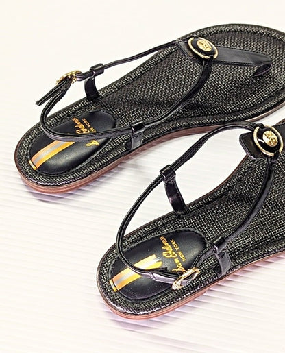 Sam Edelman Gigi Signet Women's Black Thong Sandal Size 7 M (MSRP $120)