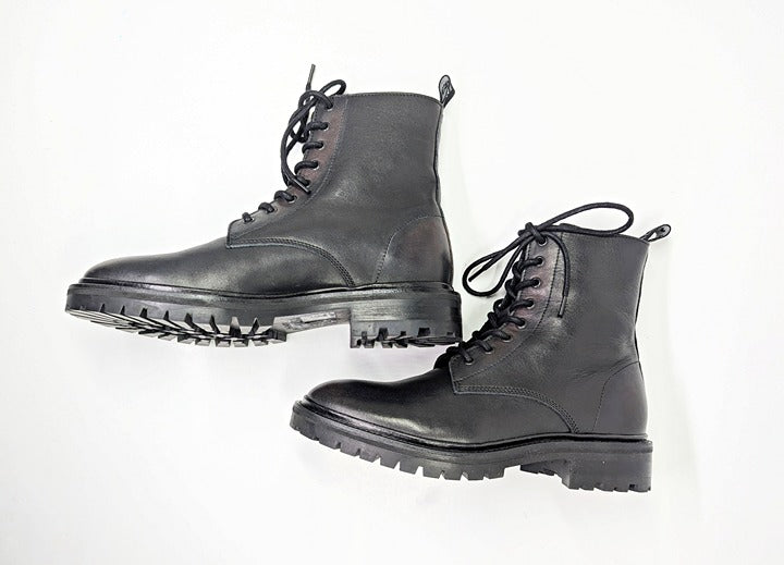 AllSaints Tobias Men's Lace-Up Washed Leather Boots Dark Brown Size 7 MSRP $358