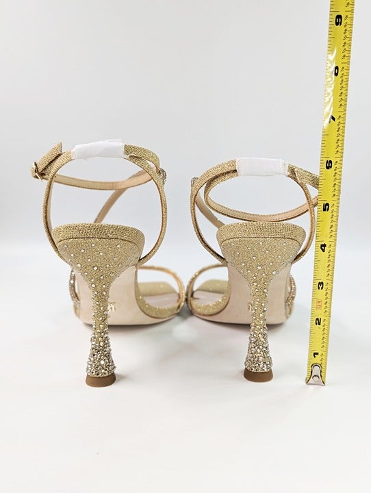 Badgley Mischka Sally Women's Rhinestone Satin Heel Sandals Size 9 (MSRP $235)