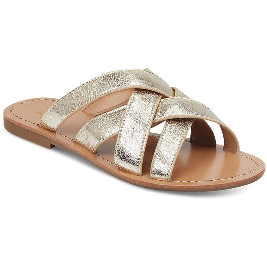 MARC FISHER LTD ROONY WOMENS LEATHER METALLIC SLIDE SANDALS Size 6 M