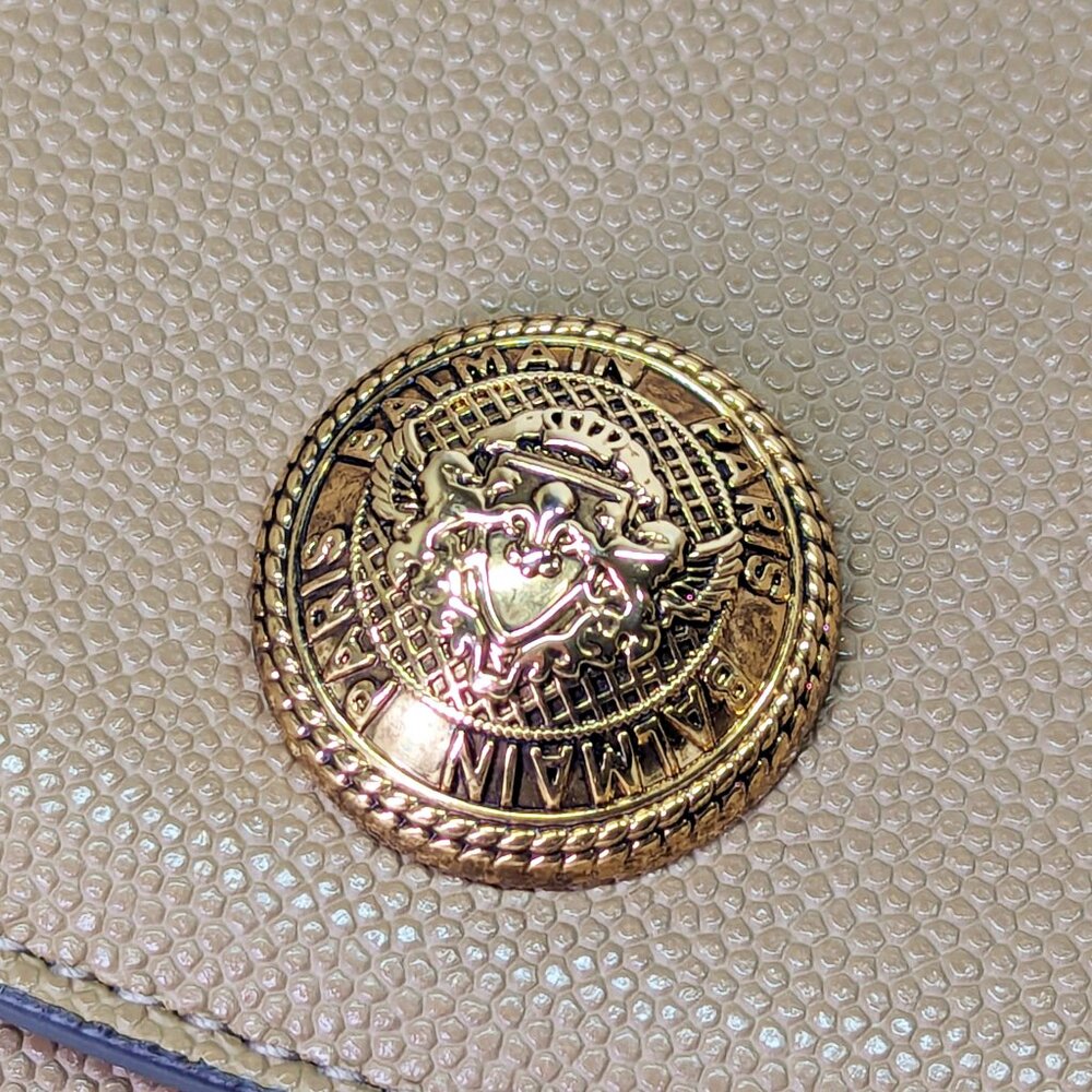 Balmain Emblem Clutch Wallet on Gold Chain in Grained Calfskin (MSRP $950)