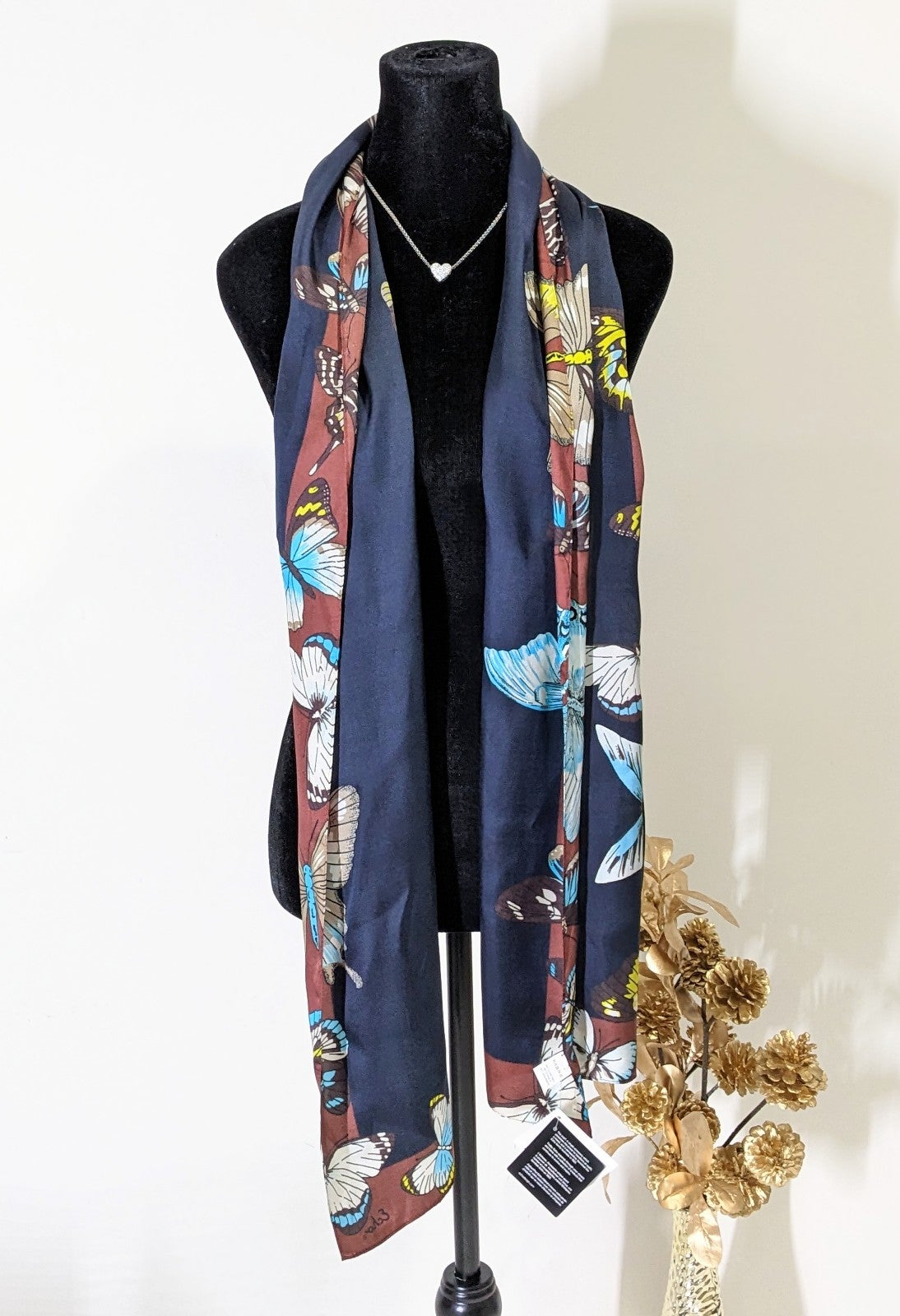 Echo Butterfly Border Silk Scarf (MSRP $59)