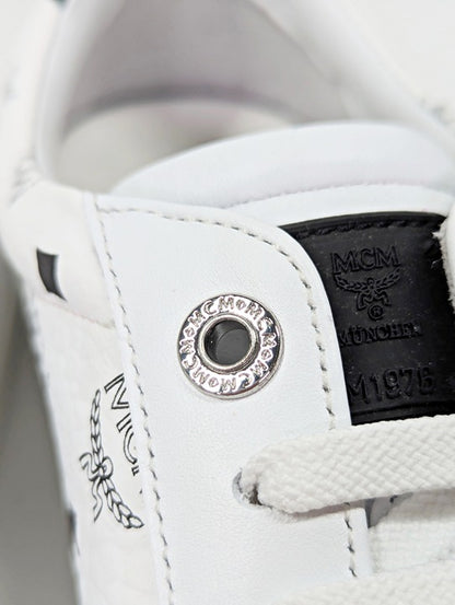 MCM Men's Terrain Derby Visetos Logo White Leather Sneakers Size 41 (MSRP $450)