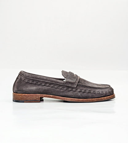 Allsaints Men's Sammy Slip-on Suede Penny Loafer in Grey Size 13 (MSRP $299)