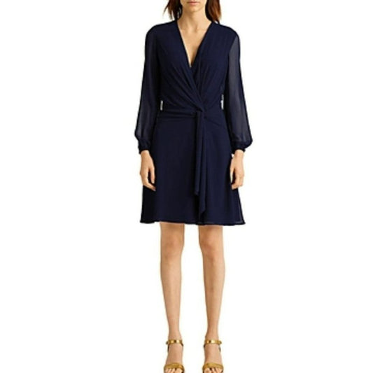 Lauren Ralph Lauren Women's twist front in navy Dress Size 10 (MSRP $145)