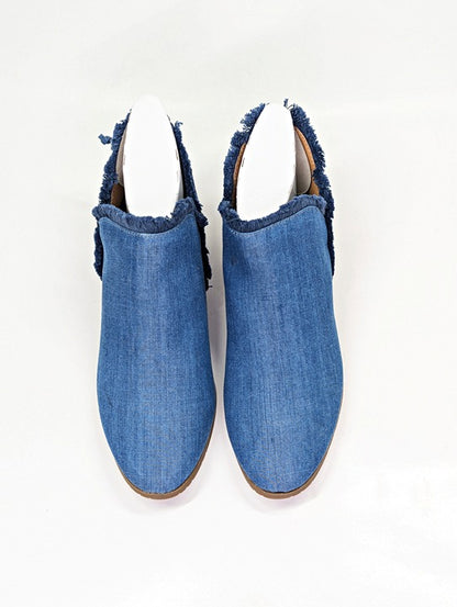 Kenneth Cole Reaction Women's Side Skip Shooties Blue Denim Size 7.5 (MSRP $99)