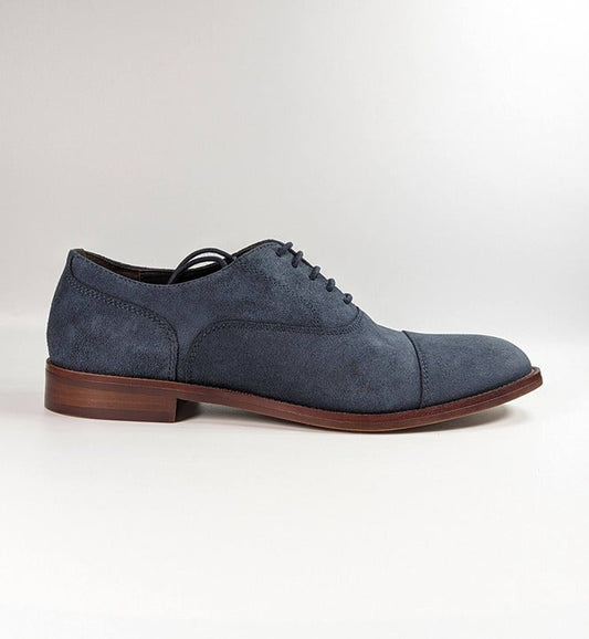 The Men's Store Men's Lace Up Cap Toe Dress Shoes Navy Suede Size 8 MSRP $195