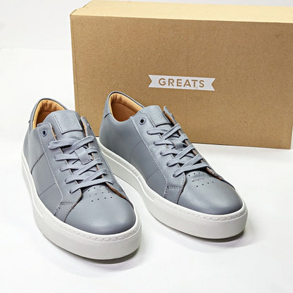 GREATS Men's Royale Lace Up Sneakers Ash Grey Leather Size 10 (MSRP $199)