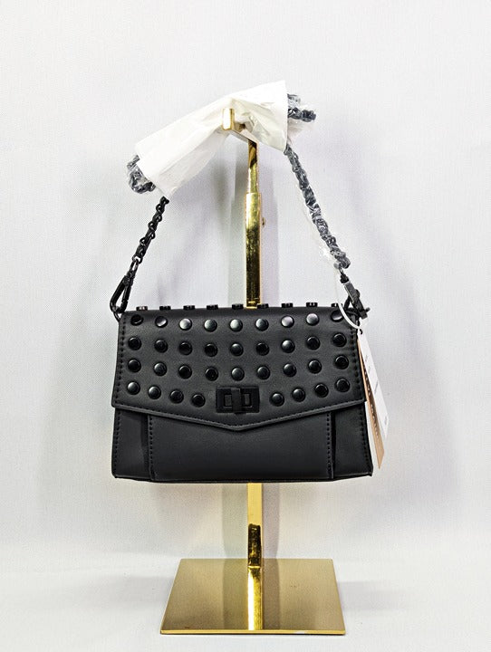 Steve Madden Baidan Battery Stud Flap Crossbody in Black (MSRP $93)