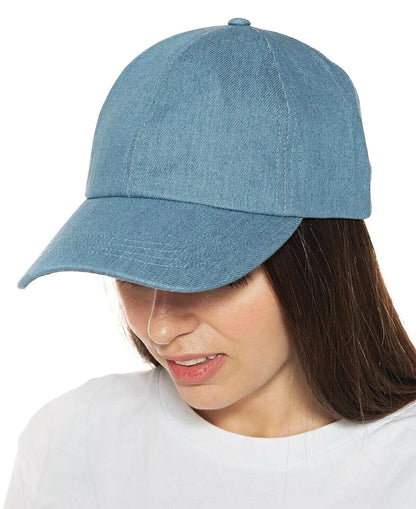 Jenni Women's Baseball Cap Hat Packable Blue Denim Adjustable (MSRP $30)