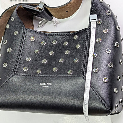 Jimmy Choo Diamond Hobo Black Leather Crystal Shoulder Bag (MSRP $1,595)