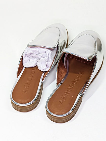 Aerosoles Wilda Women's Smooth Silver Metallic Slip On Shoes Size 8.5 (MSRP $99)