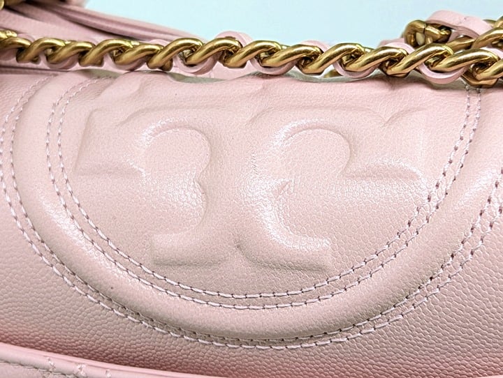 Tory Burch Fleming Soft Grain Leather Convertible Shoulder Bag Blush (MSRP $528)