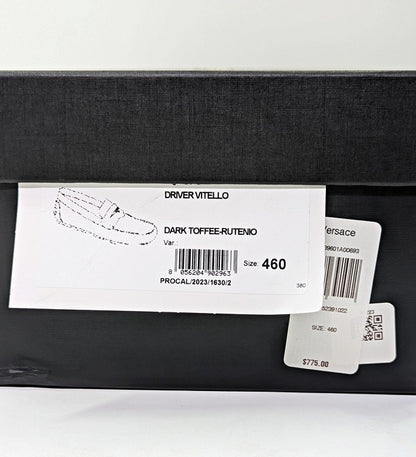 Versace Men's Medusa Biggie Leather Loafer Dark Toffee Size 46 (MSRP $775)