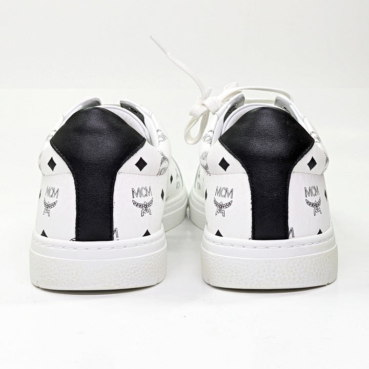 MCM Men's Terrain Derby Visetos Logo White Leather Sneakers Size 41 (MSRP $450)