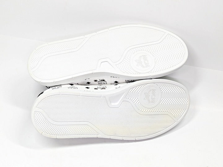 MCM Men's Terrain Derby Visetos Logo White Leather Sneaker Size 41 (MSRP $450)