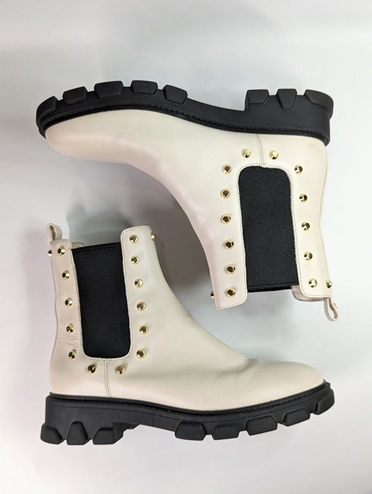 Michael Kors Women's Ridley Cream Studded Chelsea Booties Size 6.5 (MSRP $225)