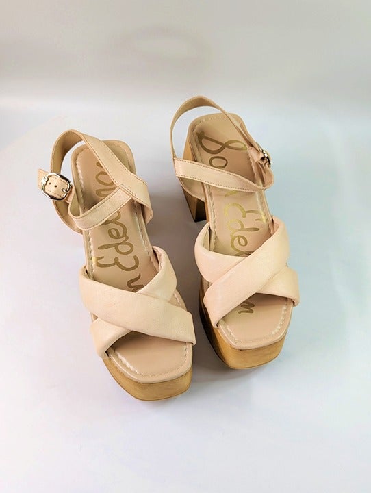 Sam Edelman Suzannah Women's Strappy Wooden Platform Sandals Size 8 (MSRP $150)