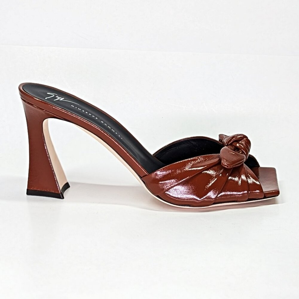 Giuseppe Zanotti Vanilla 85 Knotted Bow Mule Sandals Cacao Size 40 (MSRP $895)