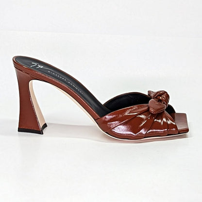 Giuseppe Zanotti Vanilla 85 Knotted Bow Mule Sandals Cacao Size 40 (MSRP $895)