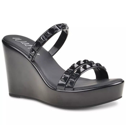 Wild Pair Cortezz Women's Black Jelly Stud Wedge Sandals Size 10 (MSRP $60)