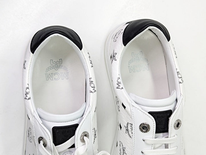 MCM Men's Terrain Derby Visetos Logo White Leather Sneakers Size 41 (MSRP $450)