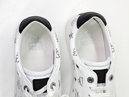 MCM Men's Terrain Derby Visetos Logo White Leather Sneakers Size 41 (MSRP $450)