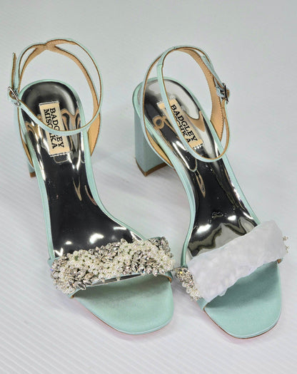 Badgley Mischka Women's Clara Embellished Block Heel Sandals Size 7.5 MSRP $235