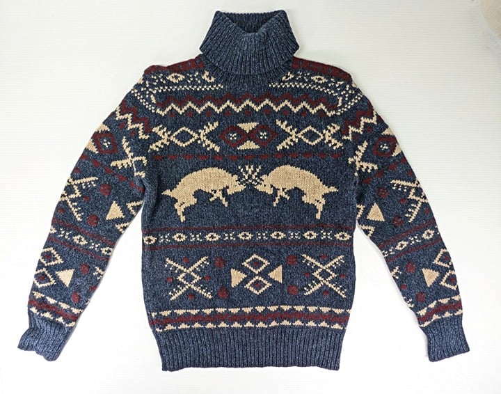 Polo Ralph Lauren Men's Blue Fair Isle-Knit Wool Blend Sweater Size S MSRP $498