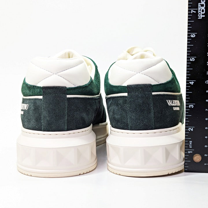 NWOB Valentino Garavani Men's Green Suede One Stud Trainers Size 46 (MSRP $980)