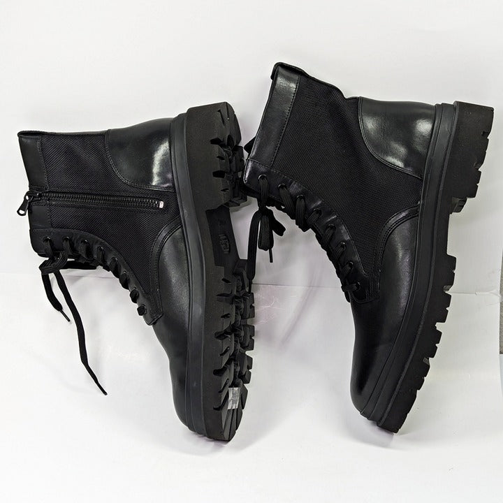Vince Men's Raider Lace Up Boots in Black Leather Size 11.5 (MSRP $395)