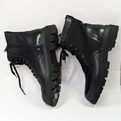 Vince Men's Raider Lace Up Boots in Black Leather Size 11.5 (MSRP $395)