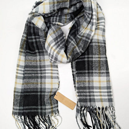Steve Madden Women's Black Tartan Plaid Scarf with Fringe Detail O/S (MSRP $30)