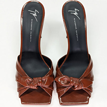 Giuseppe Zanotti Vanilla 85 Knotted Bow Mule Sandals Cacao Size 40 (MSRP $895)