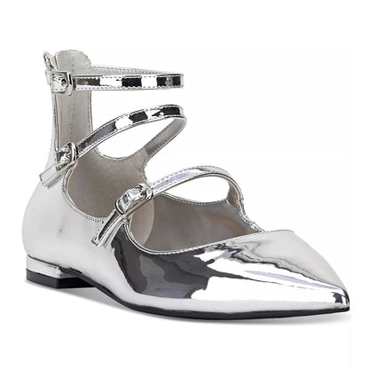 I.N.C. International Concepts Valan Silver Triple Straps Flats Size 8 MSRP $80