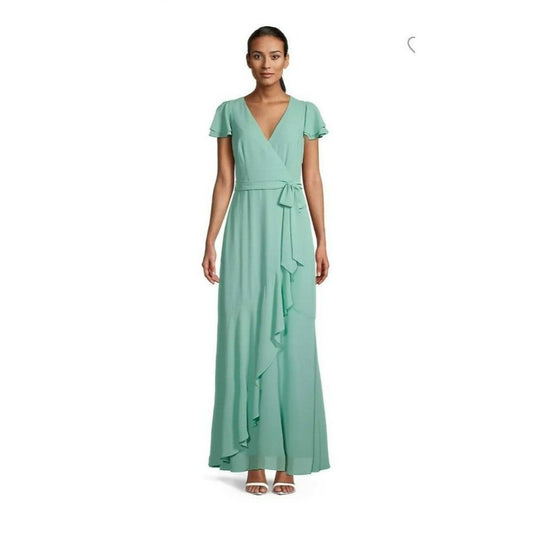 Eliza J Faux-Wrap Ruffled Maxi Dress Size 4 (MSRP $168)